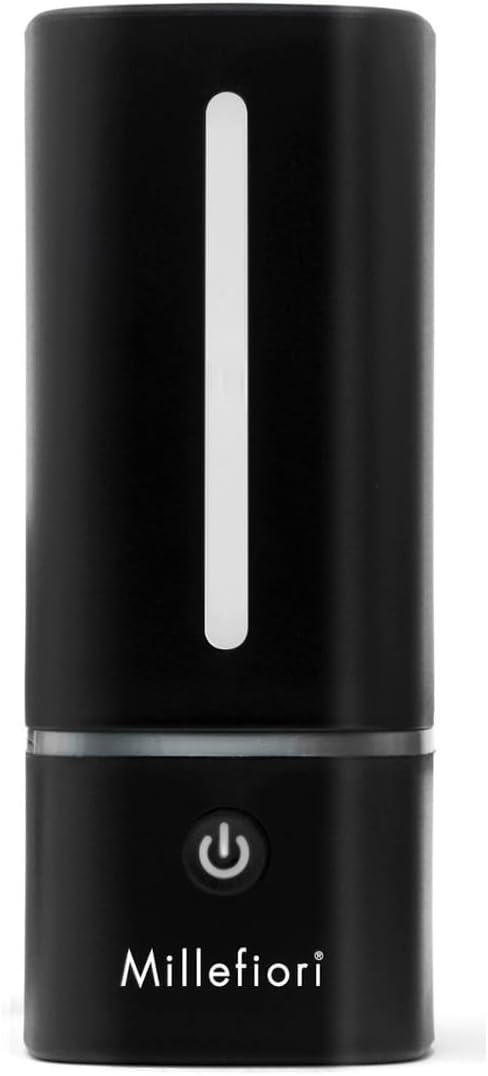 Millefiori Moveo Portable Fragrance Diffuser | Compact USB Diffuser for Home and on The Move| LED Colour-Changing Lights | Waterless | Black