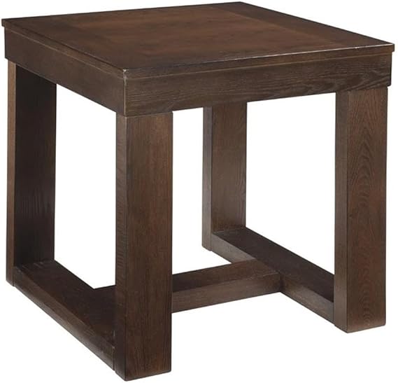 Allora Square End Table, 24 in, Ash Veneers and Hardwood Solids, Dark Brown Finish, Modern Mid-Century Design, Oil-Rubbed Distressed Accent for Living Room or Bedroom Decor