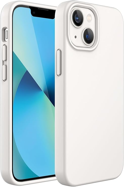 GGM GİYİM & AKSESUAR Apple iPhone 13/14 ile Uyumlu İçi Kadife Dışı Mat Yapıya Sahip Koruma Sağlayan Lansman Silikon Kılıf (Beyaz)