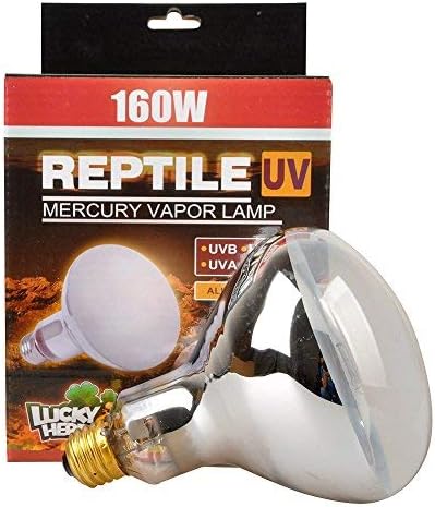 LUCKY HERP Reptile UVA UVB Mercury Vapor Bulb Lamp,Screw Thread,160 Watt (Coated)