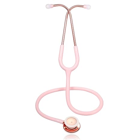 Scienlodic Double-Sided Stethoscope with Ear Tips, Professional Stethoscope for Doctor Nurse Clinical Student Use, Customized Gold-Plated High-end - Light Pink