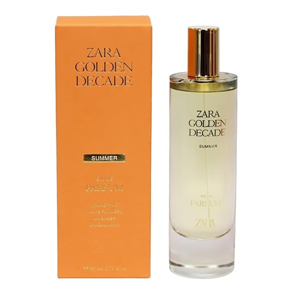 Zara Golden Decade Summer Eau De Parfum for Women 80ML (2.71 fl. oz) Elegant Floral Scent with Jasmine, Orange Blossom & Mandarin Sweet & Addictive with a Touch of Lavender