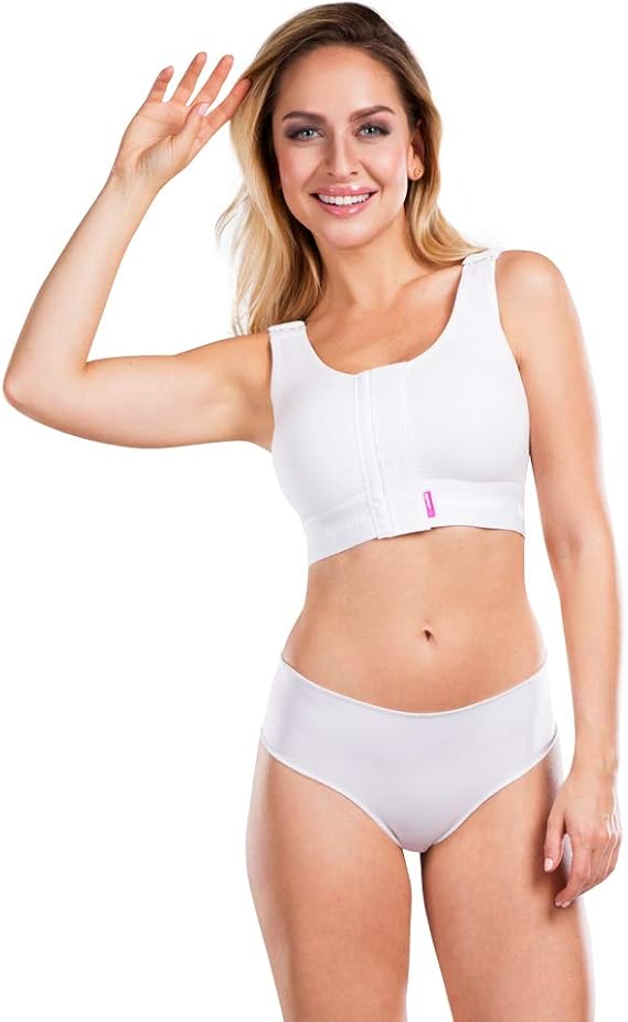 LIPOELASTIC PI Super Variant - Post Surgery Bra - Cotton Seamless Cups with Front Adjustable Hook and Eye Fastening