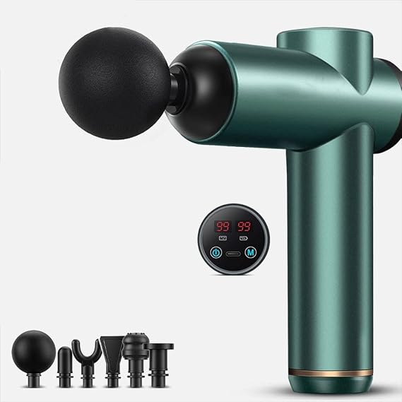 Massage Gun Myofascial Release Gun Gun Massage Gun Deep Tissue Super Cushion Massage Gun 99 Speed Powerful Muscle Gun 6 Heads Handheld Body Massager Color:A