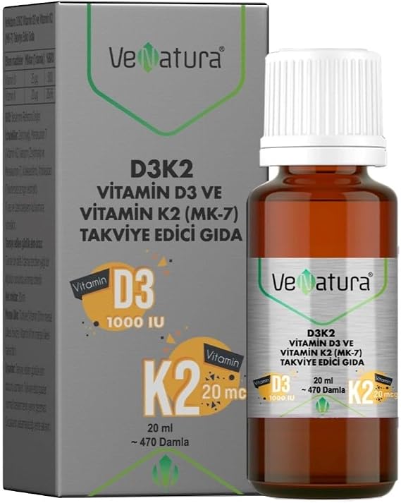 Venatura Vitamin D3 K2 (Menakuinon 7) Drop 20 mL AROMA-FREE Color