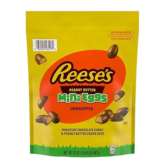 Reese's Unwrapped Chocolate Peanut Butter Creme Mini Eggs, Easter Candy Bag, 20 oz.