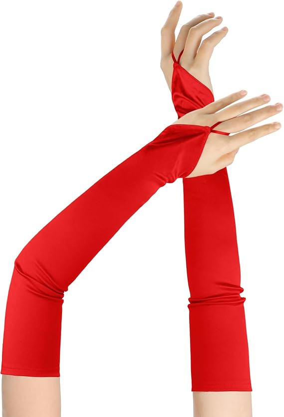 Fingerless Gloves Women Opera 1920s Long Gloves Satin Wedding Gloves Costume Tea Party Gloves Elbow Length Gloves