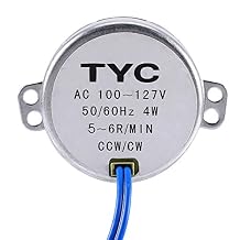 AUNMAS High Torque Synchronous Motor 4W, 5-6RPM Heavy Duty AC Motor, 100-127V CCW/CW Rotation with Overload Protection for Display Turntables