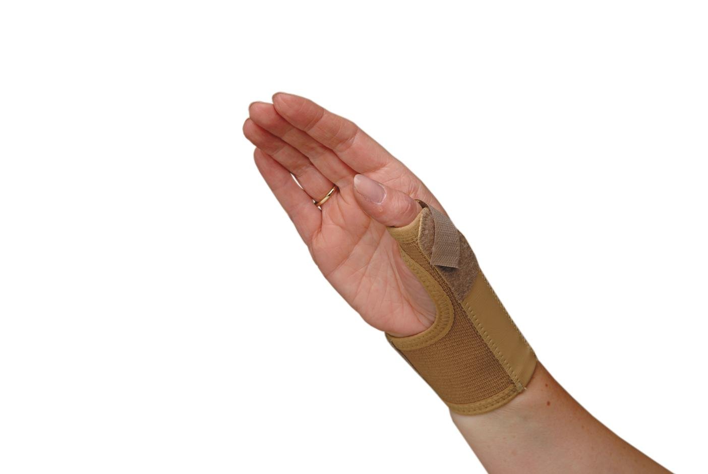 Elastic Thumb Spica, Support, Splint. Beige, LeftRight. for Sprains, Mild Joint Traumas, Arthritis, Sports Injuries, Tendinitis, Bursitis, Thumb Pain, Stabilization. Medically Approved, X-Large Left