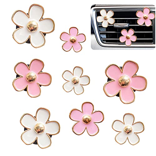 Car Air Freshener Vent Clips for Women 8 Pieces Cute Car Vent Clips Decorations Daisy Flower Car Accessories Air Freshener Clips for Christmas Anniversary Girls Gift 8 pcs white pink