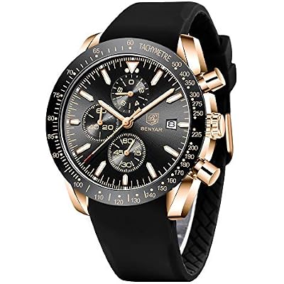 BENYAR - Stylish Wrist Watch for Men Silicone Strap Watches Quartz Movement, Waterproof and Scratch Resistant, Analog Chronograph Business Watch Mens Gift.