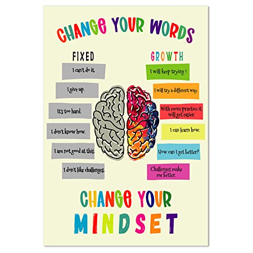 FaCraft Growth Mindset Posters - 12 x 18 Growth Mindset Positive Sayings Bulletin Board Decorations Motivational Inspirational Classroom Posters Homeschool or Preschool Elementary Teacher Must Haves