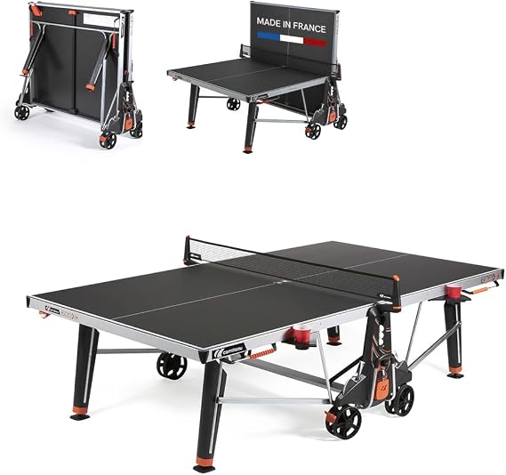 Cornilleau - 600X Outdoor Table Tennis Table and Functional - Ping Pong Table with 7mm Melamine Resin Top - Foldable - Weatherproof - Durable - Black or Blue