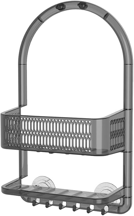 Primanova M-N48-25 Ceres Plastic Bathroom Shower Rack, Transparent Black