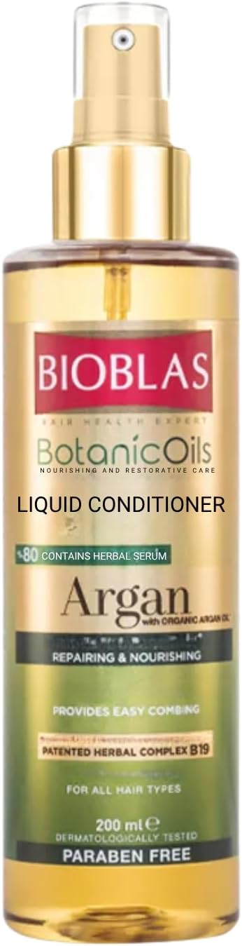 Bioblas Saç Dökülmesine Karşı Sıvı Saç Kremi – Argan Yağlı, Bitkisel Serumlu, Durulanmayan, Kolay Tarama & Yoğun Bakım, 200 ml