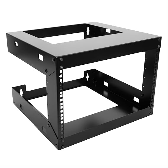 6U Wall Mount Open Frame 19inch Server Equipment Rack Threaded 15 inch Depth Black (6U)