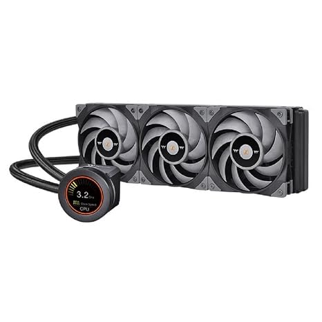 Thermaltake TOUGHLIQUID Ultra 360 AIO Liquid Cooler,AMD (AM5/AM4)/Intel(LGA 1700/1200),2.1 Inch Rotational LCD Display,2500RPM Radiator Fan,TT RGB Plus/Alexa/Razer Chroma Enabled,CL-W323-PL12GM-B