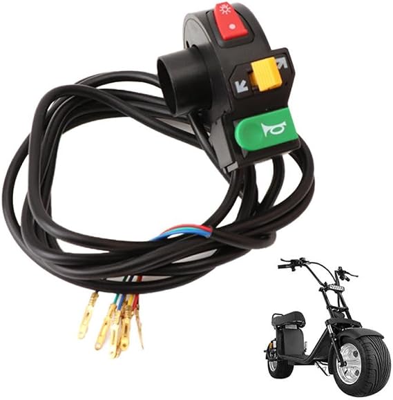 Three-in-one Switch Multi-Function Handlebar Control Switch for Turn Light Horn Headlight 12V Compatible with Automotive Motorcycle Parts for Citycoco Electric Scooter