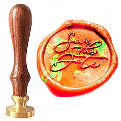 Vintage Save The Date Monogram Wax Seal Sealing Stamp Kit with Rosewood Handle Impressive Gift Idea Love Letter Gift Package Envelopes Wedding Invitations Parcels Cards Letters Sealing Stamp