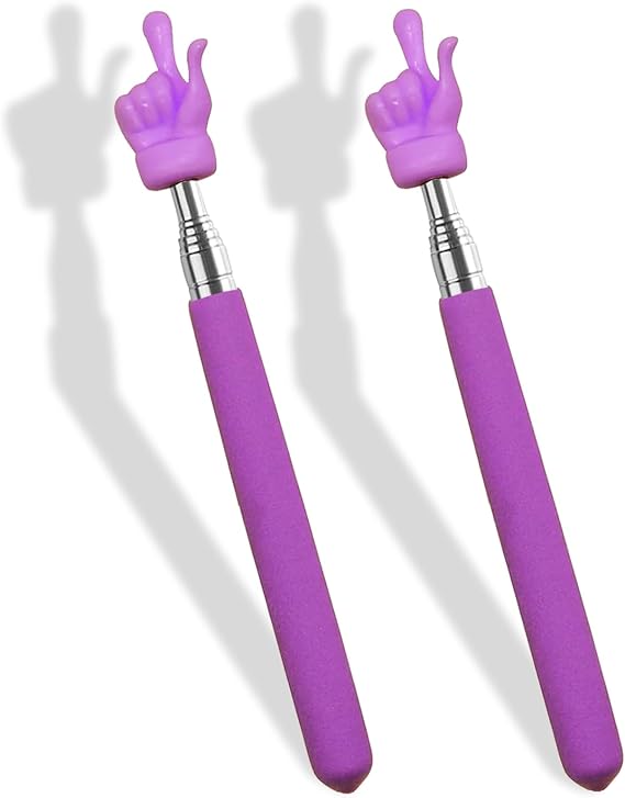 2 Pcs Telescopic Teacher Pointer Stick, Retractable Finger Pointer for Classroom Teaching, Extendable Pointer for Kindergarten and Elementary Teachers, Classroom Supplies (Purple)