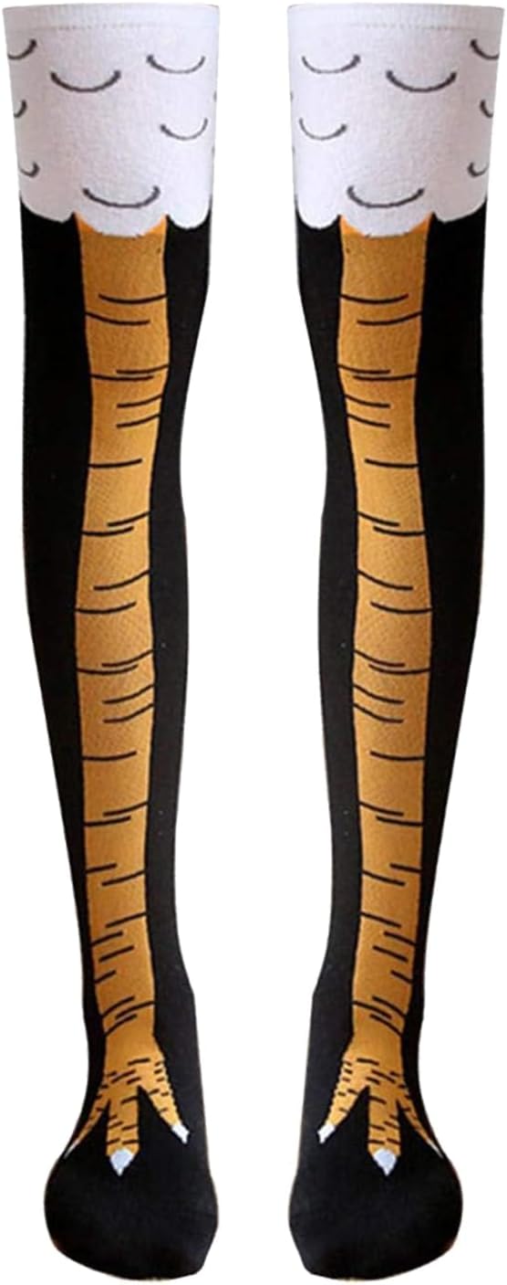 1 Pair Chicken Legs Socks - Novelty Funny Crazy 3D Cartoon Animal Knee-High Socks - Funny Gifts