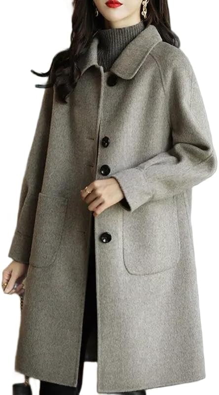 Women's Cashmere Coat, Wool, Lightweight, Warm, Long Coat, Women's Coat, Winter, Faux Wool, Chesterfield Coat, Outerwear, Women's Wool Jacket, Winter, Spring, Autumn, Fashionable, Commuting, Everyday