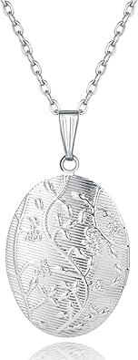 YOUFENG Love Heart Flower Locket Necklace that Holds Pictures Photo Locket Birthday Gifts