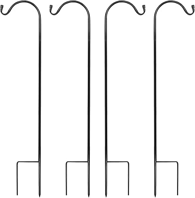 Urban Deco 4PK Heavy Duty Shepherds Hook, 37 Inch Tall Adjustable Height Shepards Hooks for Outdoor, Plant Hangers Garden Stakes, Plant Hooks Pole for Wedding, Garden, Outdoor
