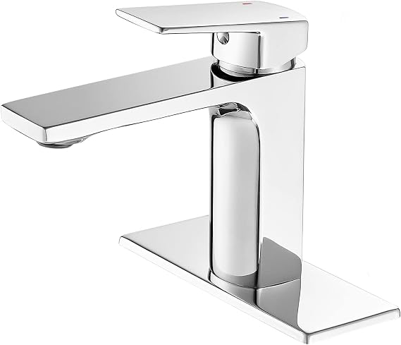 VOTON Chrome Bathroom Faucet One Hole Single Handle Bathroom Sink Faucet Lavatory Faucet with Deck Plate, Lavatory Vanity,Rv Sink