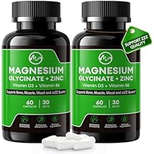 (2 Pack) Magnesium Glycinate Capsules, Magnesium Supplement with Zinc, Vitamin D3 & B6 - Highly Bioavailable and Absorption - Bone, Heart, Joint, Immune Support, 120 Vegan Capsules