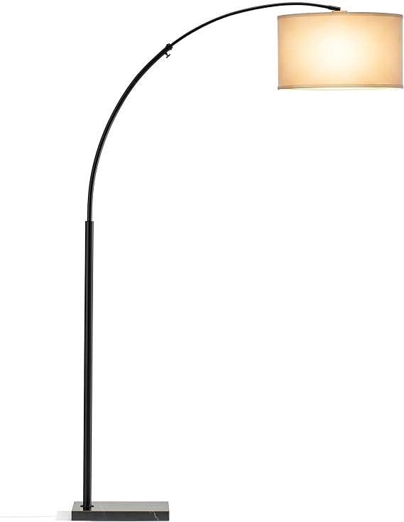 Brightech Logan Arc Floor Lamp, Bright Standing Lamp for Living Rooms, Offices & Bedrooms, Modern Living Room Decor, Tall Hanging Floor Lamp for Reading and More Black