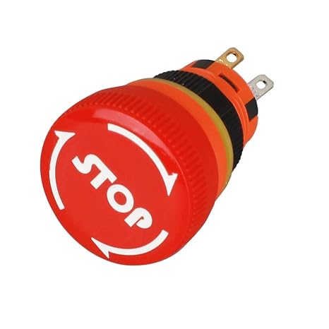 16mm Plastic Mushroom Emergency Stop Push Button Switch 6Amp Current 1NO1NC RED Head Stop Switch Latching(Arrow)