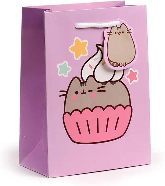 Puckator Pusheen the Cat Cupcake Gift Bag Medium - Birthday Gift Bag For Presents - Present Bag For Females - Kids Birthday Presents - Present Bags For Gifts - Gift Box For Baby
