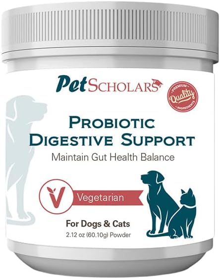 Probiotic Digestive Support for Dogs & Cats (2.12 oz), Vegetarian Probiotic Powder with Prebiotics & Enzymes, Boosts Immunity, Digestive & Gut Heath, Skin & Coat Health | Made in USA