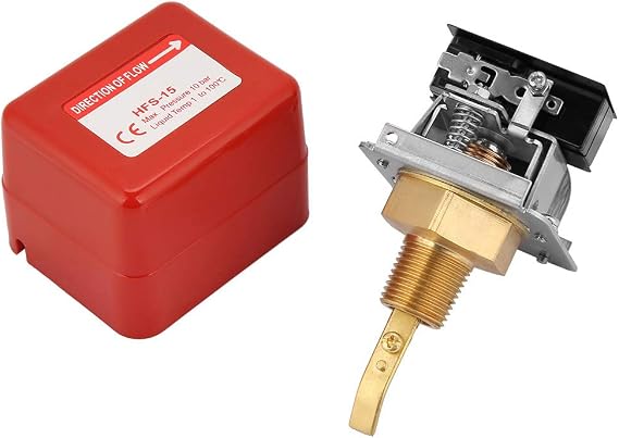 Water Flow Sensor Switches 1/2 Water Paddle Flow Switch Thread Connection SPDT Contacts Red(Partial Stainless Steel Type)