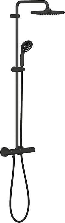GROHE Vitalio Start System 250 Thermostatic Battery Shower System |250mm Overhead Shower/100mm 2-Flow Hand Shower/1750mm Shower Hose | Constant Temperature Adjustment | Water Saving | Shower Head