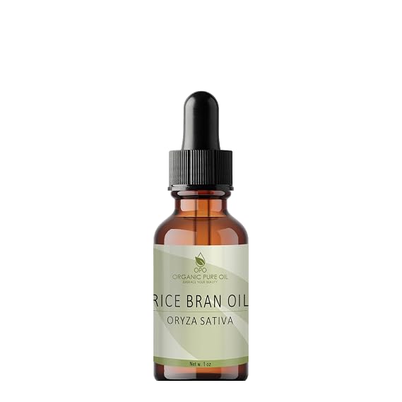 Rice Bran Oil, Pure, All Natural, Rice Oil Perfect for Hair, Skin, Scalp, Body Care Moisturizer, 1 oz (Glass & Dropper) b by Organic Pure Oil