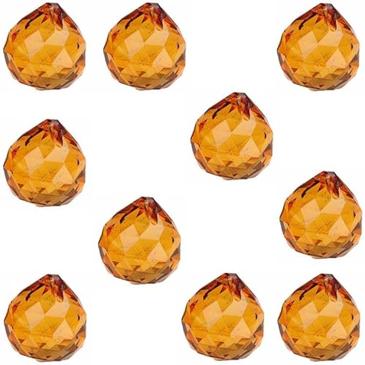 10pcs 30mm Crystal Prism Suncatcher for Windows Hanging, Clear Glass Crystal Sun Catcher Beads Pendants Maker Balls for Indoor Outdoor Garden Feng Shui Home Decor Amber