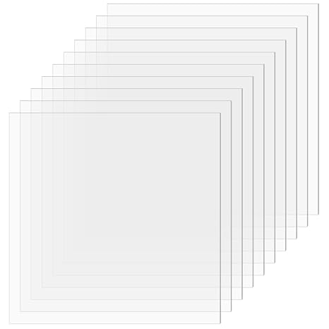 10 PCS Clear Plastic Sheet, 12" x 12" x 0.02 Plexiglass Sheets,Clear PET Flexible Sheet Panels, Clear Acrylic Plastic Sheet for DIY Craft Projects,Picture Frame, Invitations, Poster Frames