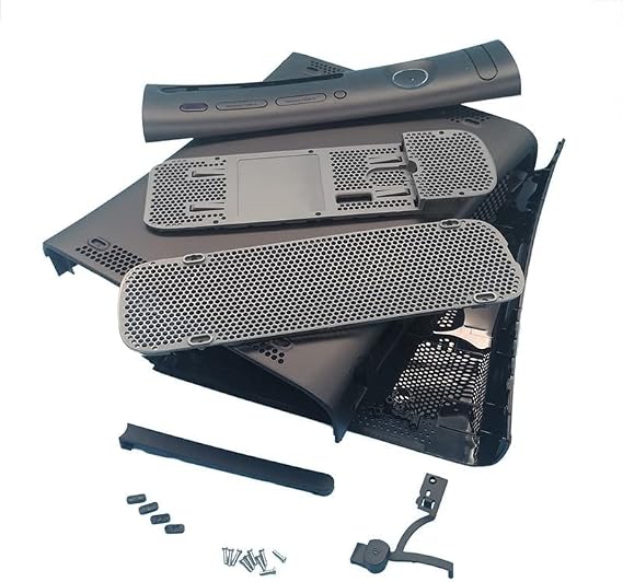 Top Upper & Bottom Cover Full Housing Shell Case Cover for Xbox 360 Console Replacement (Black)