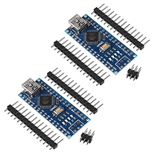 2-Pack Nano Board, D-FLIFE for Nano V3.0 ATmega328P CH-340 Development Board Without Cable Mini USB Port with PIN Headers Pin Unsoldered Not Welded