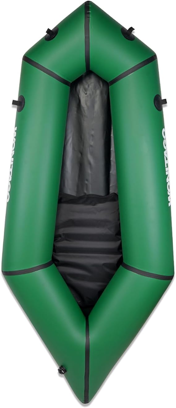 Packraft TPU Inflatable Travel Kayak with Soft Seat Lightweight Packrafts for Flat Water Rafting/Bicycle Drifting/Litewater Dinghy, 1 Person