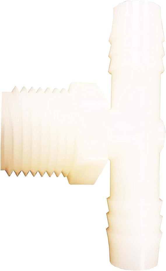 Amc 53772-0808 1/2" B X 1/2" MPT White Nylon Tee Fitting