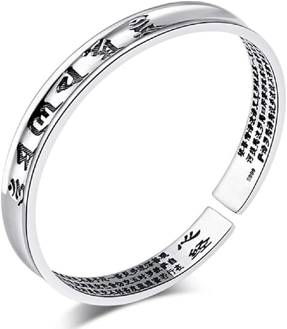 Fashion Open Bracelet With Chinese Word Bangle Buddhist Heart Sutra For Man & Women Cuff Bangle