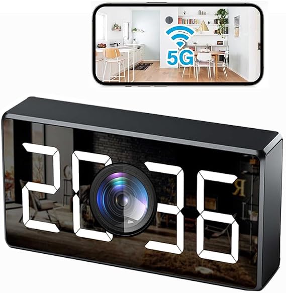 GHYREX Clock Camera 5G 4K HD Wireless Camera WiFi Nanny Cam for Home Indoor Security with Motion Detection and Night VisionUpgraded