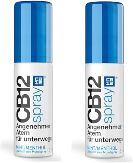 CB12 Spray Double Pack: Alcohol-free Mouth Spray for Pleasant Breath on the Go Mint / Menthol Against Bad Breath