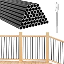 CKE 36" Deck Balusters 50 Pack 3/4" Staircase Baluster, Hollow Round Deck Spindles Black Aluminum Deck Balusters Stair Porch for Deck Railing, Black Balusters for Deck Porch Wood Composite Fencing