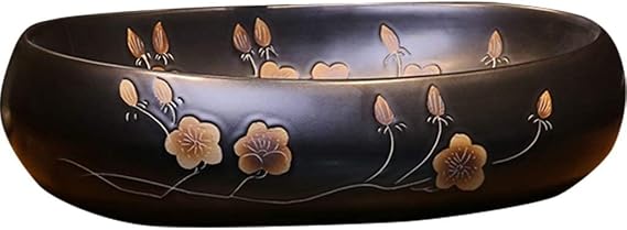 Bathroom Bar Vanity Vessel Sinks Above Counter Vanity Bathroom Above Counter Basin for Industrial Artists Chinese Vintage Ceramic Washbasin Antique PlumSet B, 604015cm, XRKJBZ32024320