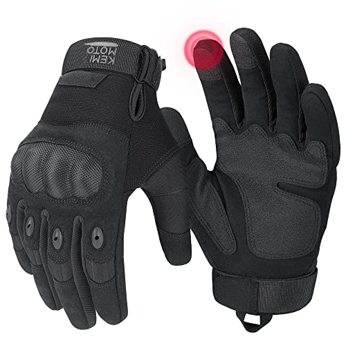 KEMIMOTO Tactical Gloves for Men, Touchscreen Motorcycle Gloves with Hard Shell & Palm Padding for Sports Motorcycle Cycling Tactical Airsoft Paintball Hunting Hiking Camping Climbing