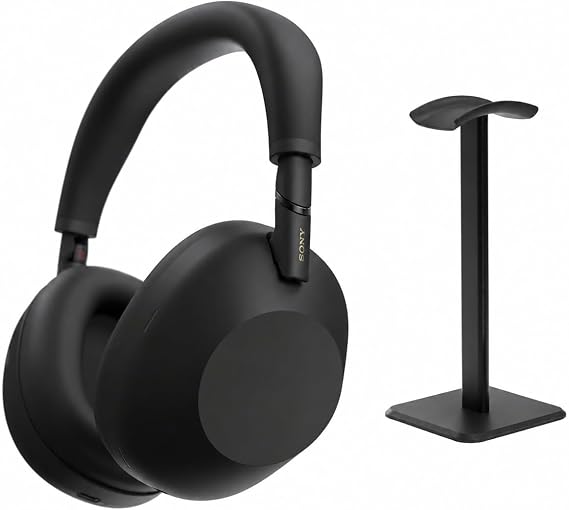 Sony WH-1000XM6 Wireless Noise Canceling Headphones, HD NC Processor QN3, 12 Mics, Adaptive NC Optimizer, Black, with Headphone Stand,
